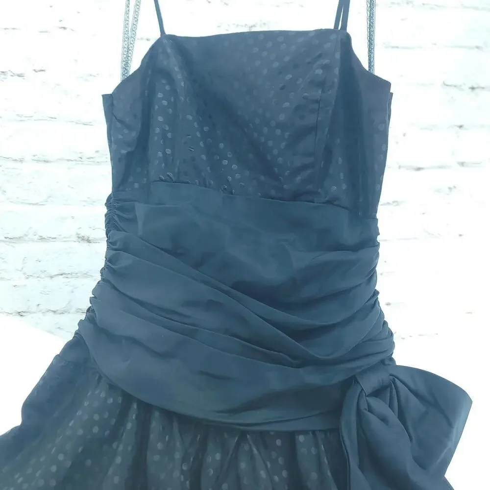 Vintage Black Spaghetti Straps Voluminous Silhouette Punk Dress Modern Size 4-6